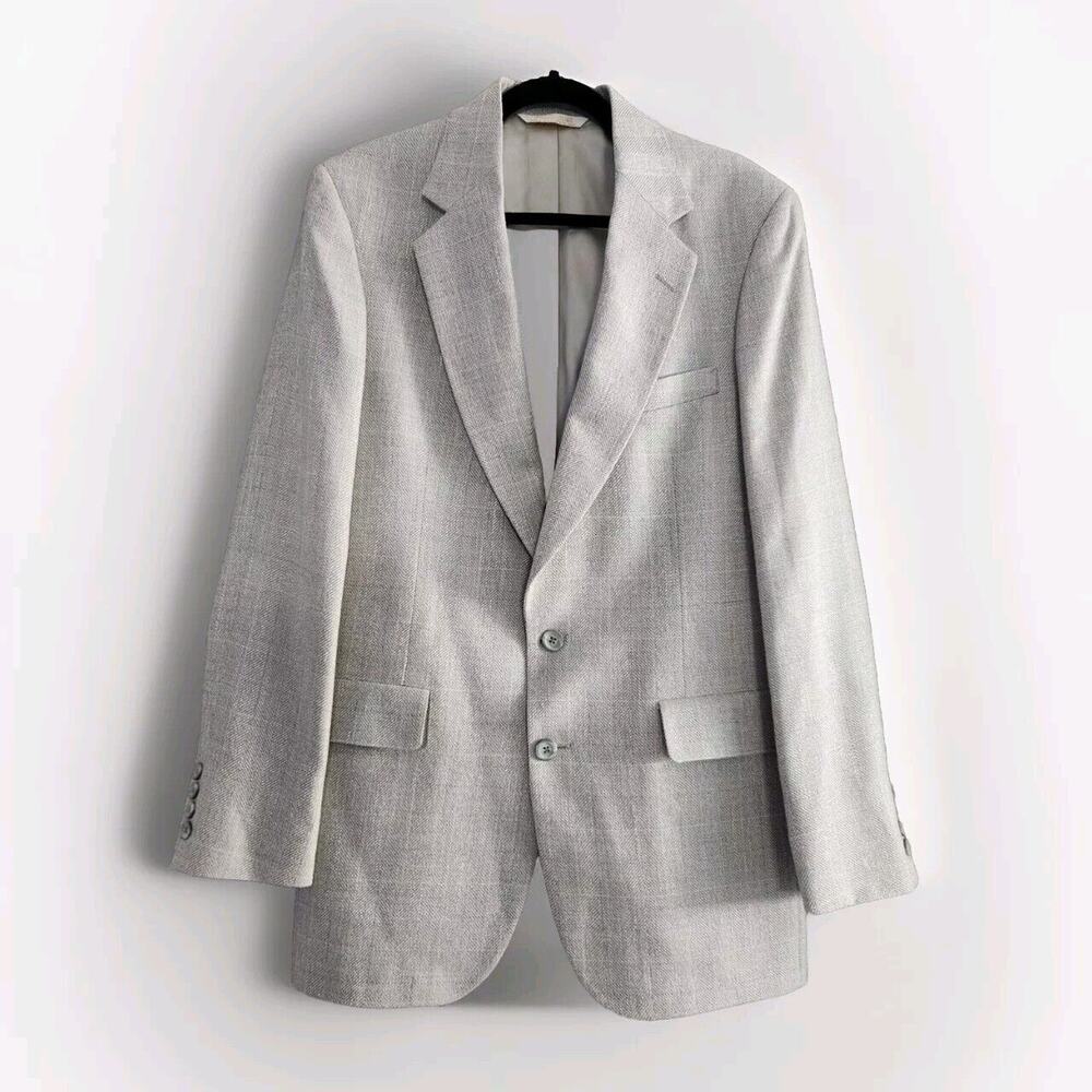 VINTAGE Tweed Jacket Gray 100% Wool Blazer Strathmore Anderson Little USA
